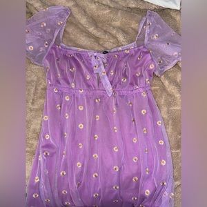 Purple daisy mesh outlined dress